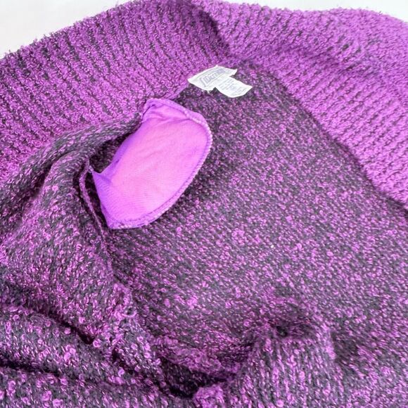 VTG Sideffects Sweater Womens Medium Purple Acrylic Duster Open Cardigan Pockets - Picture 3 of 7